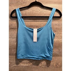 Live In The Moment Teal Stretch Cropped Top Size Medium NWT